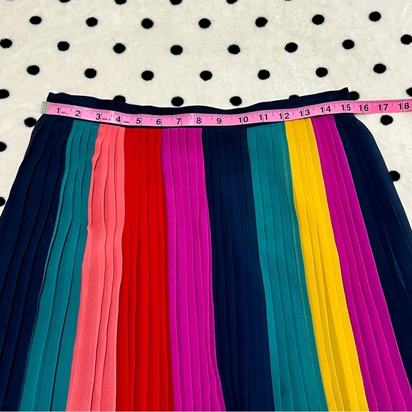 J. Crew Rainbow Sunburst Pleated Midi Skirt Size 6 - Picture 6 of 7